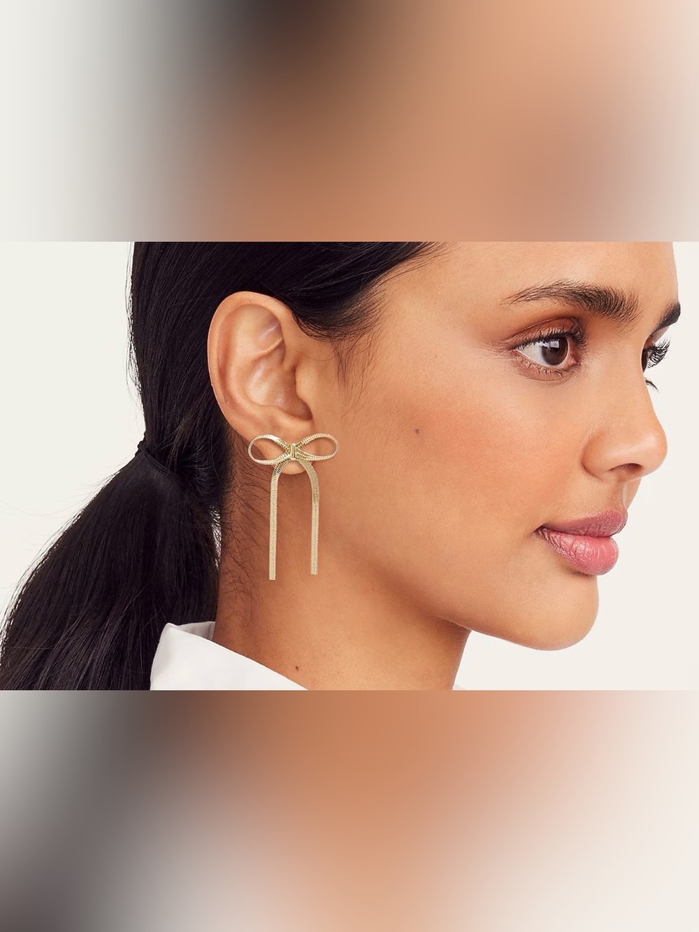 Bundle of Two - J. Crew Gold Bow Dangle and Gold Bow Crystal Stud Earring Set - Picture 2 of 7
